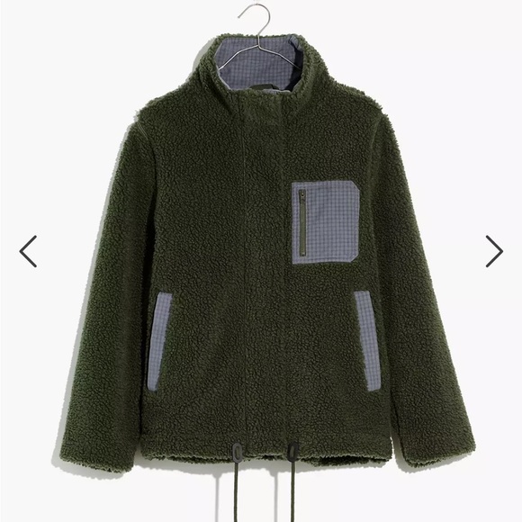 NWOT Madewell Deep Forest (Re)sourced Sherpa Zip Jacket size 1x - Picture 3 of 8